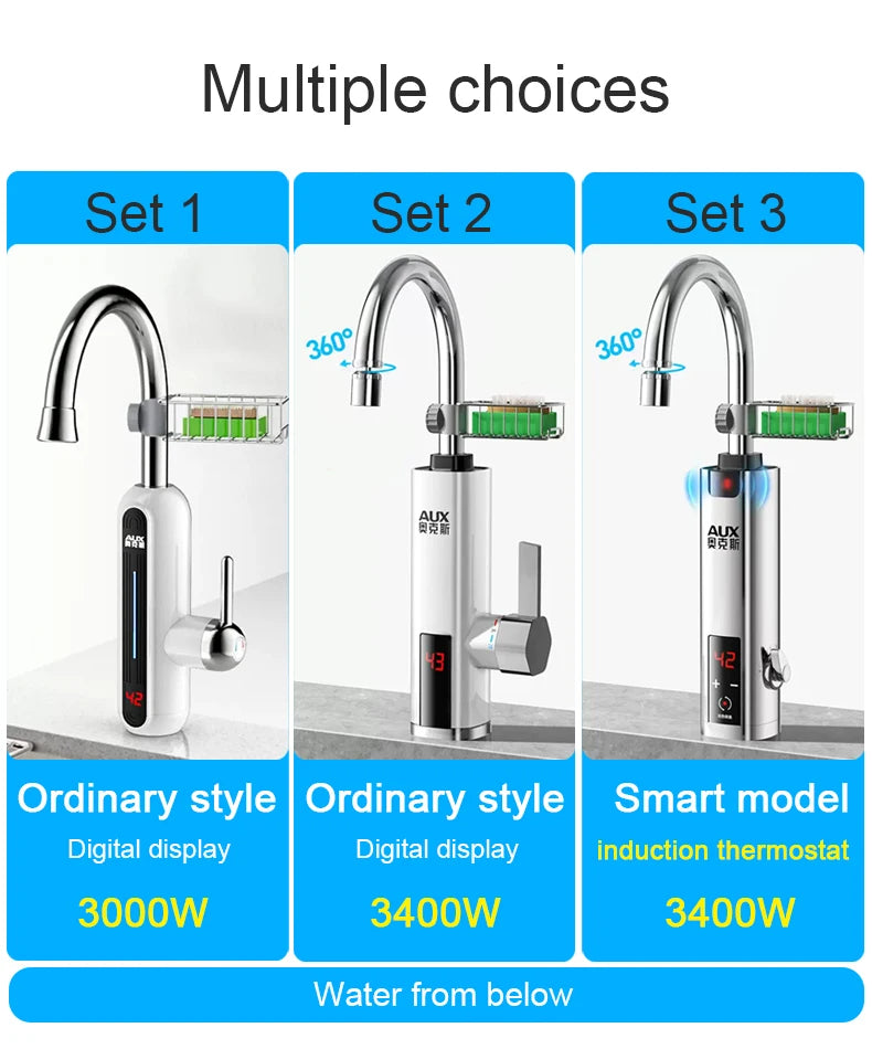 Instantaneous Electric Heating Faucet Household Kitchen Fast Heating Frequency Constant Temperature Stainless Steel Faucet