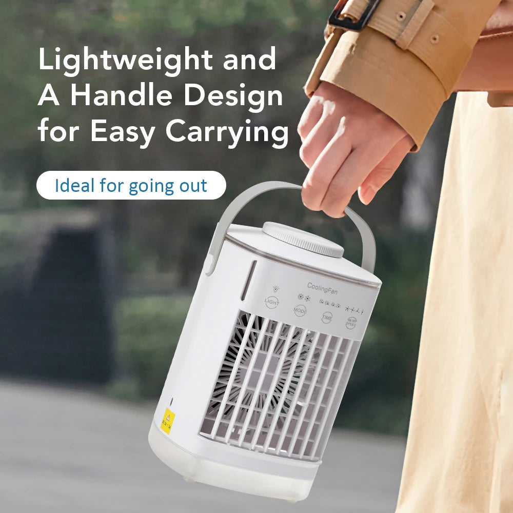 Household Air Conditioner LED Night Light Air Cooler Fan Portable Humidifier Desktop Mist Cooling Fan For Office Home Mini Fan