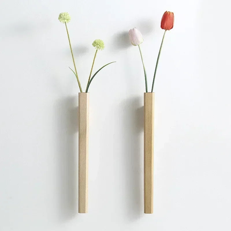 Wall Hanging Vase Home Wall Decoration Porch Living Room Bohemian Style Wooden Solid Wood Flower
