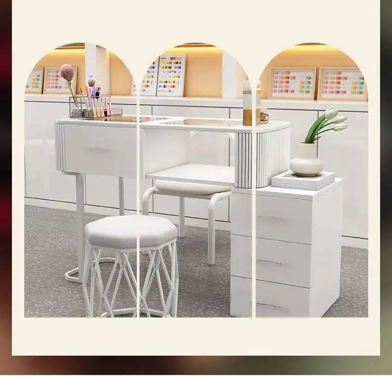 Simple Professional Nail Table Modern Luxury Nail Artist Manicure Table Wooden Storage Mesa De Manicure Salon Furniture KMNT