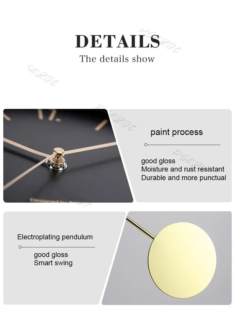 Bedroom Living Room Modern Decoration Single Pendulum Battery Driven Non Ticking Swinging Wall Clock