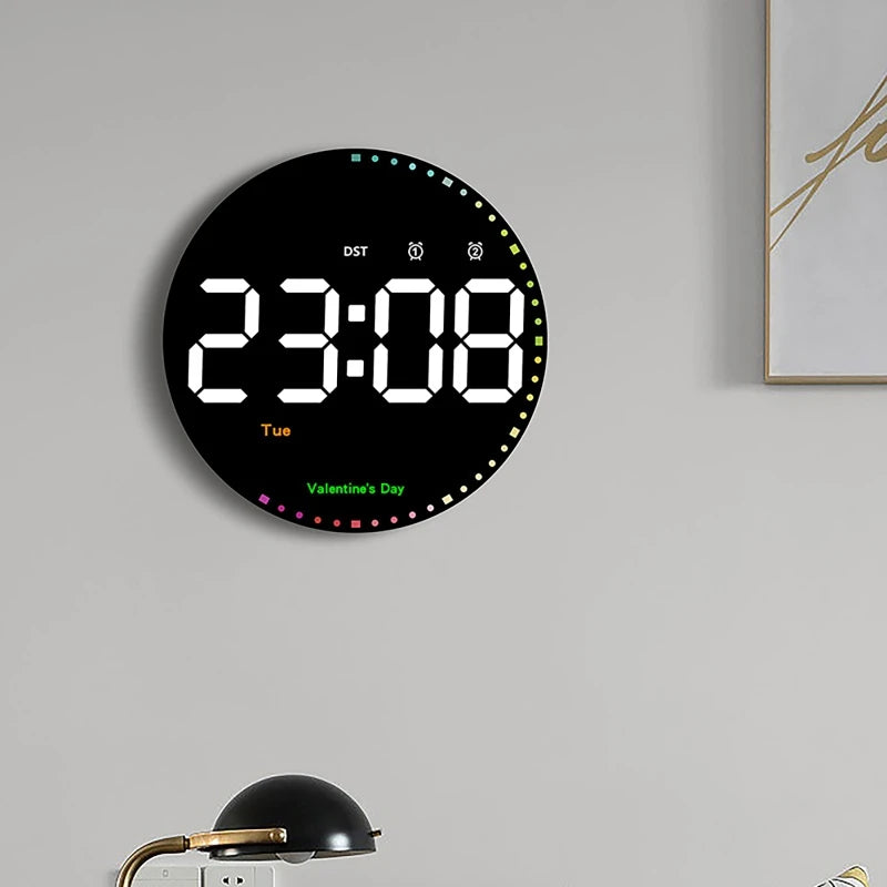 Digital Electronic Clock With calendar Large Display Wall Hanging Clock Home Deco LED Clock Smart dazzling Color Watch
