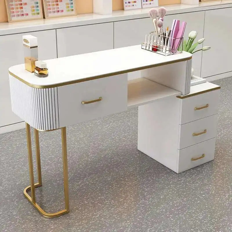Simple Professional Nail Table Modern Luxury Nail Artist Manicure Table Wooden Storage Mesa De Manicure Salon Furniture KMNT