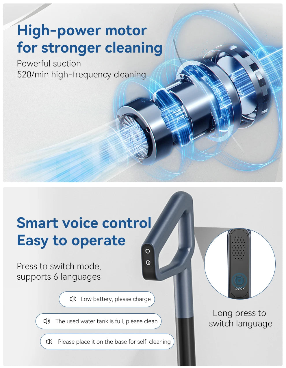 JONR ED12 Pro Cordless Vacuum Cleaner Wet & Dry Vertical Vacuum Cleaner with Hot Air Dry Self-Cleaning For Smart Home Appliances
