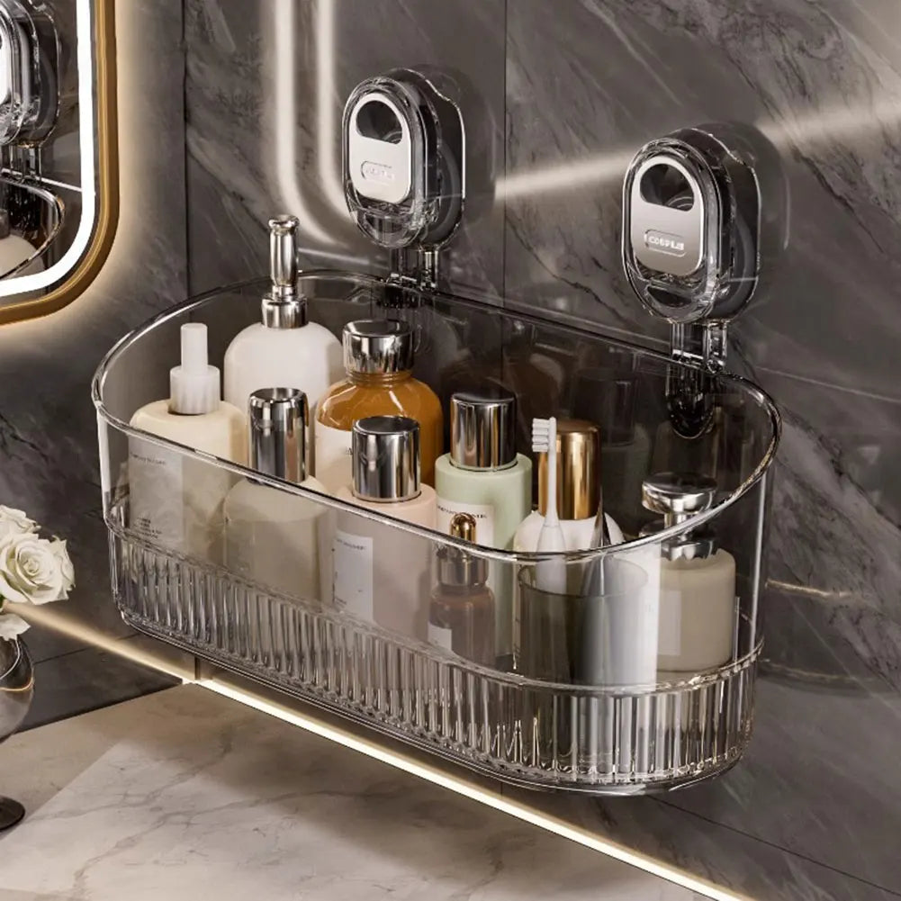 No-Drill Bathroom Suction Storage Box Large Capacity & Strong Load-Bearing Hanging Shower Shelf Shower Caddy for Bathroom