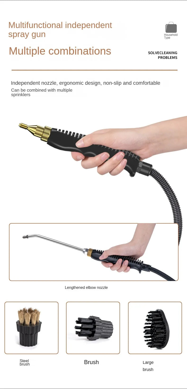 Steam Cleaner High Temperature Pressurized Handheld Steam Cleaning Machine for Kitchen Furniture Bathroom Car