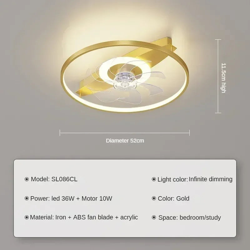 New Home with Remote Control Living Room Fan Light Ceiling Lamp Simple Modern Creative Study Bedroom Fan Lamps and Lanterns