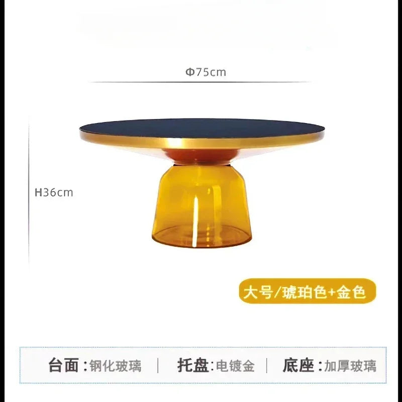 German Design Living Room Bedside Table, Sofa Side Table, Coffee Table, Indoor Round Glass, Nordic Light Luxury Coffee Table