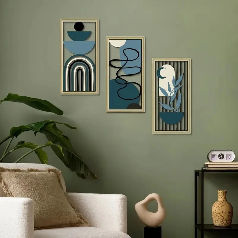 3pcs Wooden Wall Decor Set hollow wooden decoration, hanging wooden signs wall art decoration crafts