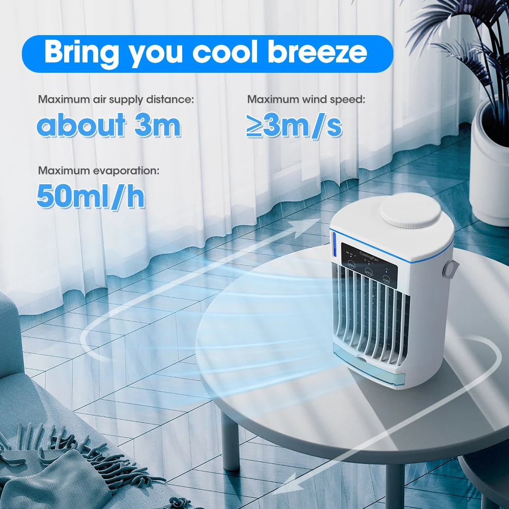 Household Air Conditioner LED Night Light Air Cooler Fan Portable Humidifier Desktop Mist Cooling Fan For Office Home Mini Fan