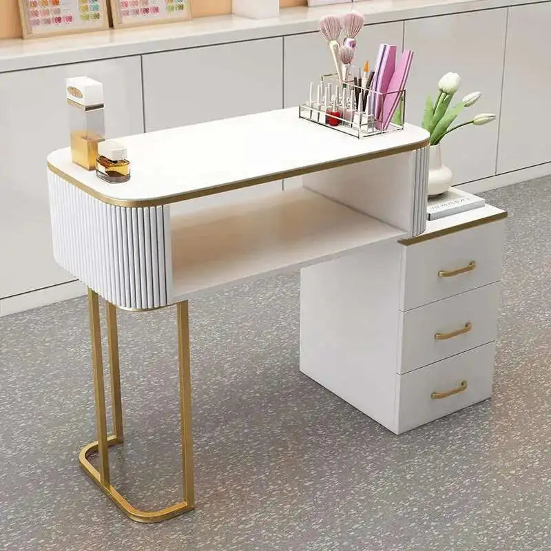 Simple Professional Nail Table Modern Luxury Nail Artist Manicure Table Wooden Storage Mesa De Manicure Salon Furniture KMNT
