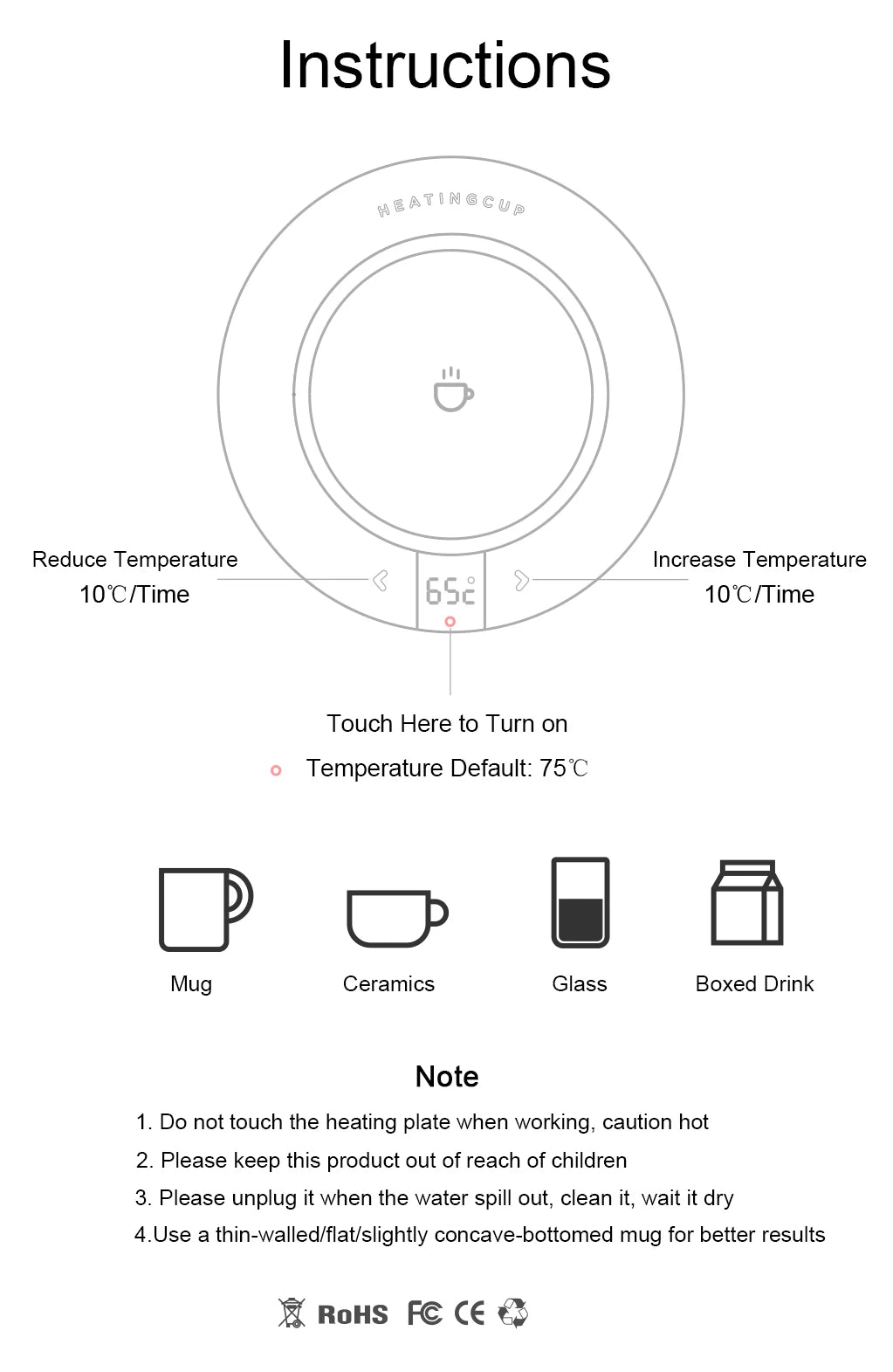 Smart Coffee Mug Warmer for Tea Milk Home Office Desk Use Electric Heating Plate Coaster Cup Warmer with 3 Temperature Settings