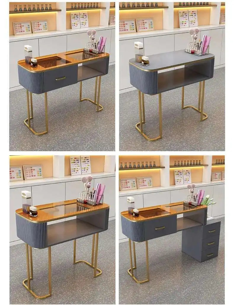 Simple Professional Nail Table Modern Luxury Nail Artist Manicure Table Wooden Storage Mesa De Manicure Salon Furniture KMNT