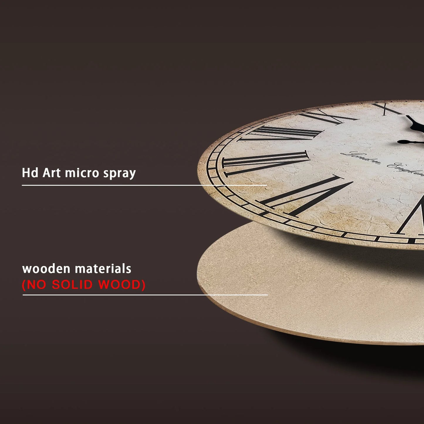 European Retro Roman Numeral Wooden Wall Clock Living Room Bedroom Kitchen Home Decoration Clock Wall Clock Silent Quartz Clock Holiday Gift 10 Inches 12 Inches 14 Inches 16inch (Without Batteries)