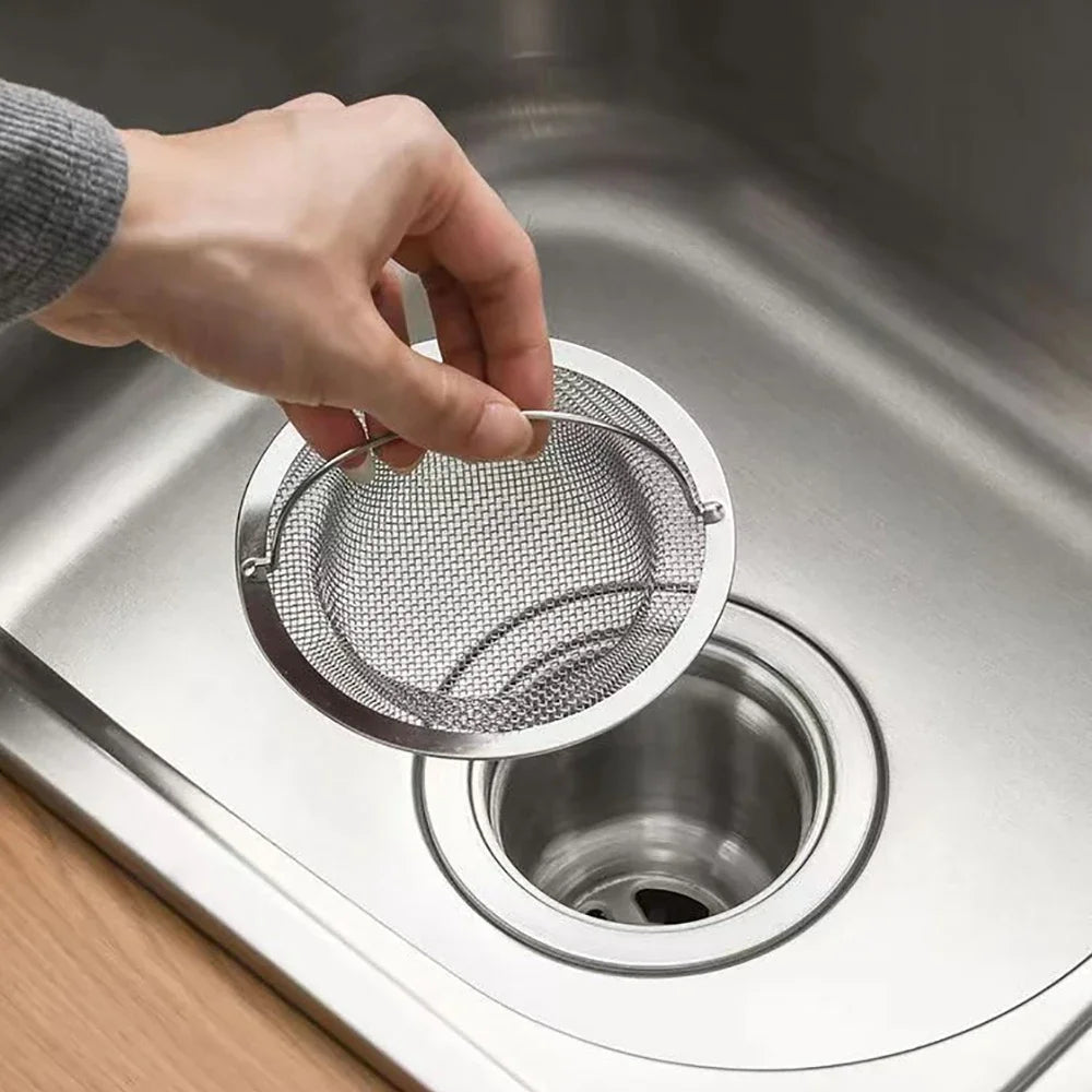 1/5PCS Stainless Steel Kitchen Sink Filter Kitchen Garbage Food Residue Dishsink Filter With Handle Metal Sink Strainer