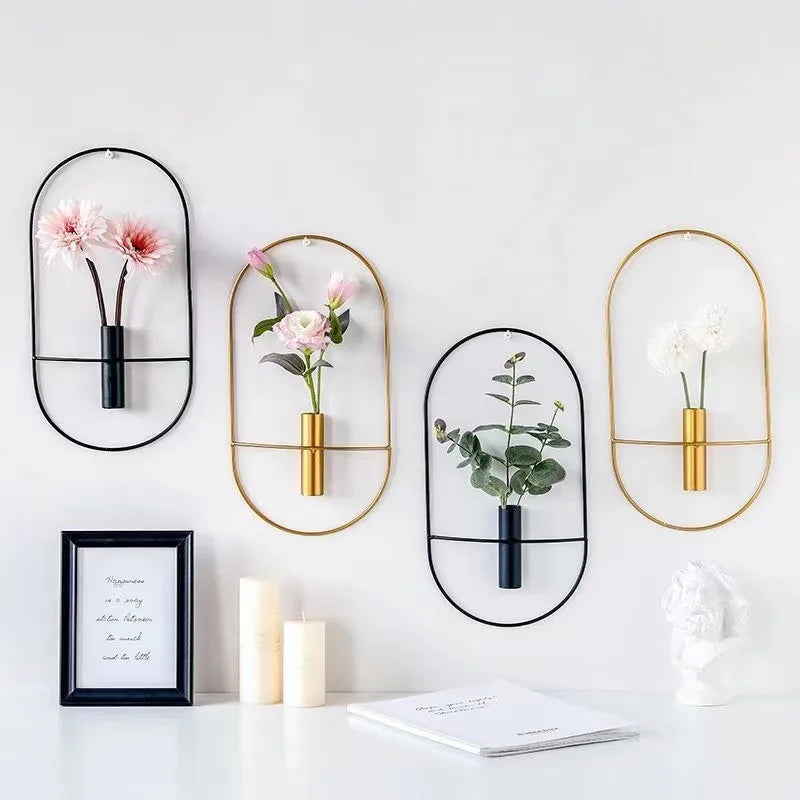 Wall Decoration Flower Vase Rack Iron Wall Hanging Creative Nordic Style Aesthetic Room Decor Living Room Decoration Gifts