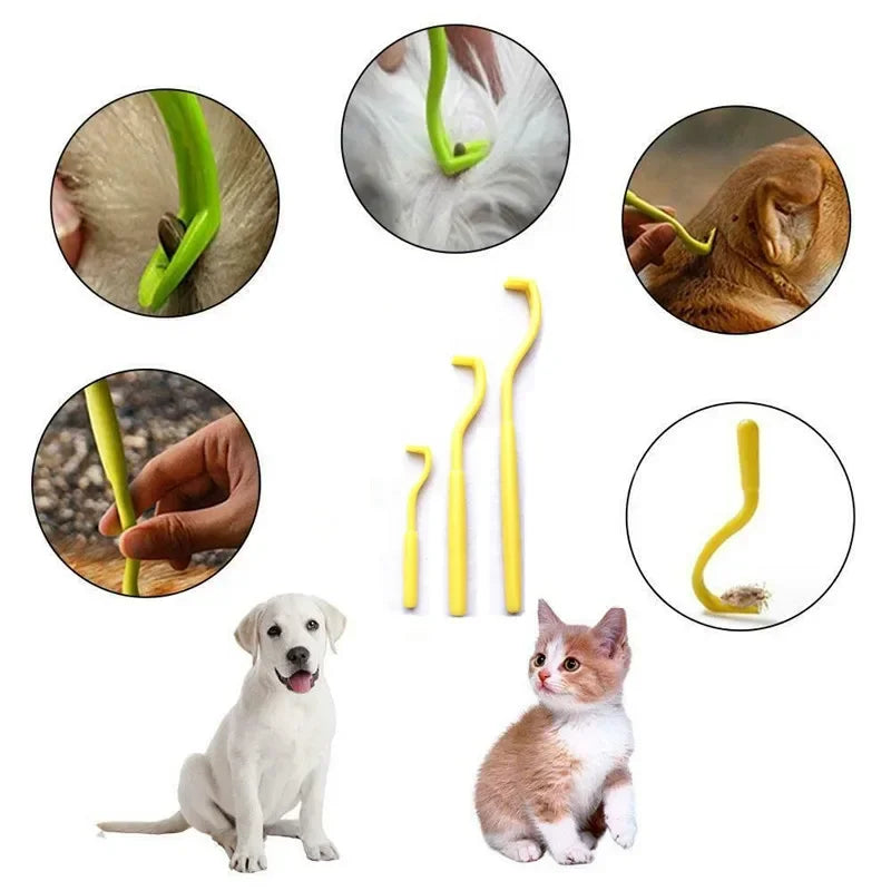 3pcs Flea Remover Hook Tick Remover Tweezer Tick Pull Pet Cat Dog Accessaries Tick Tool Pet Mites Flea Extractor Pet Supplies