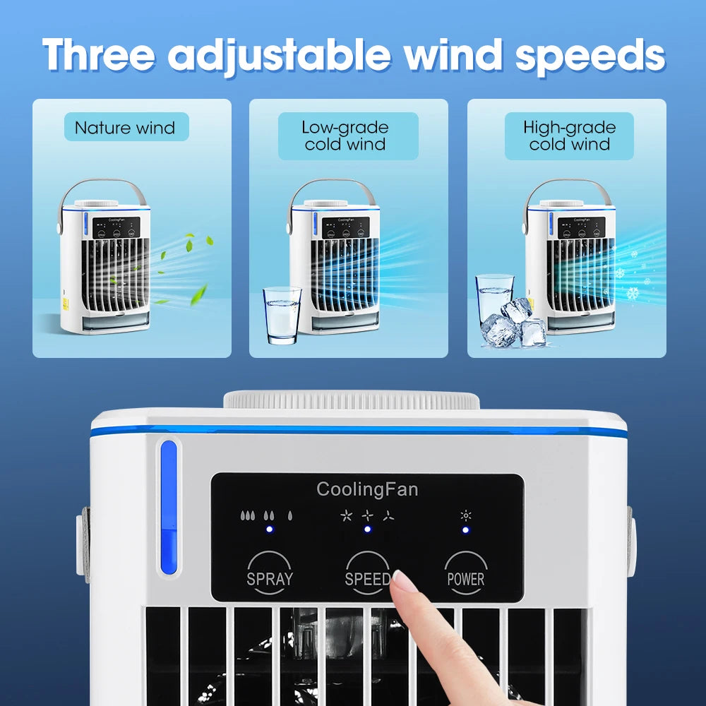 Household Air Conditioner LED Night Light Air Cooler Fan Portable Humidifier Desktop Mist Cooling Fan For Office Home Mini Fan