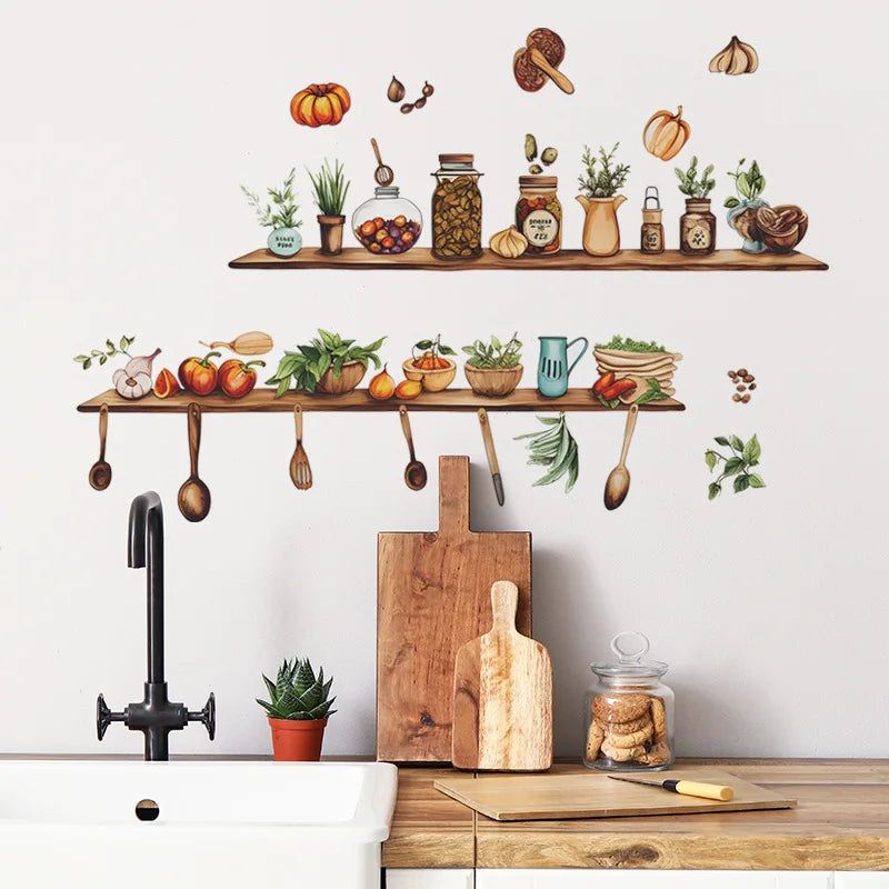Creative Kitchen Appliances Shelving Dining Room Kitchen Background Wall Decor Beautifying Home Improvement Wall Stickers
