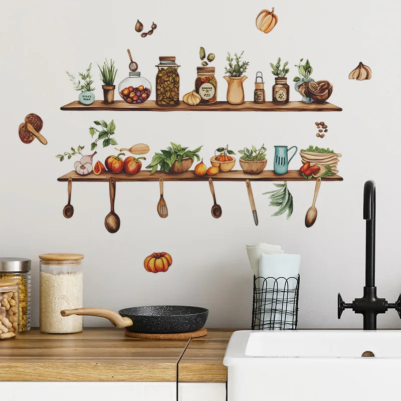 Creative Kitchen Appliances Shelving Dining Room Kitchen Background Wall Decor Beautifying Home Improvement Wall Stickers