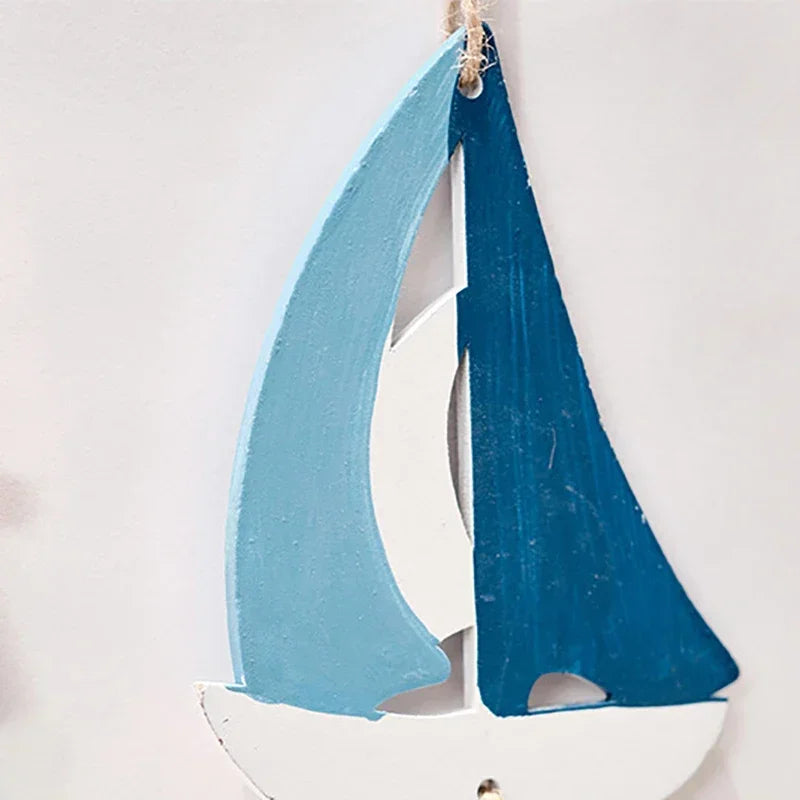 Mediterranean Style Decorative Pendant Home Background Wall Mounted Lighthouse Sailboat Wooden Crafts