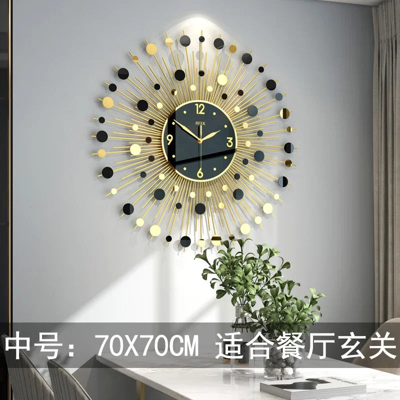 Modern Living Room Wall Clocks Gold Black Simple Stylish Wall Clock Art Unique Reloj De Pared Para Sala Home Furniture