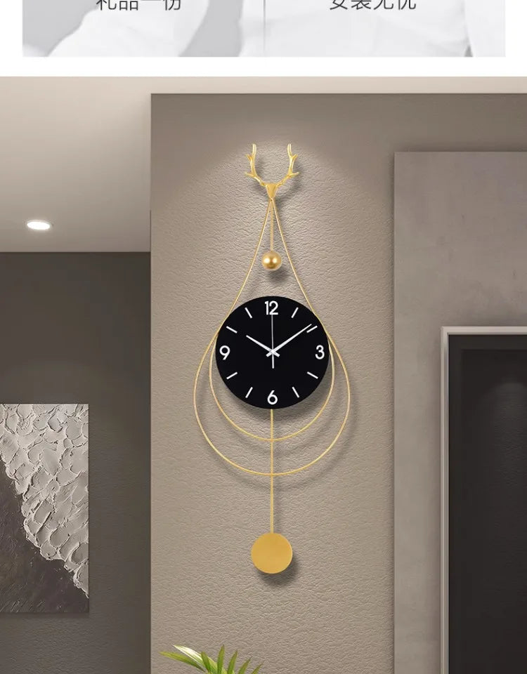 Modern Bedroom Wall Clocks Luxury Design Quiet Metal Wall Clocks Gold Black Reloj Pared Decorativo Furniture Living Room