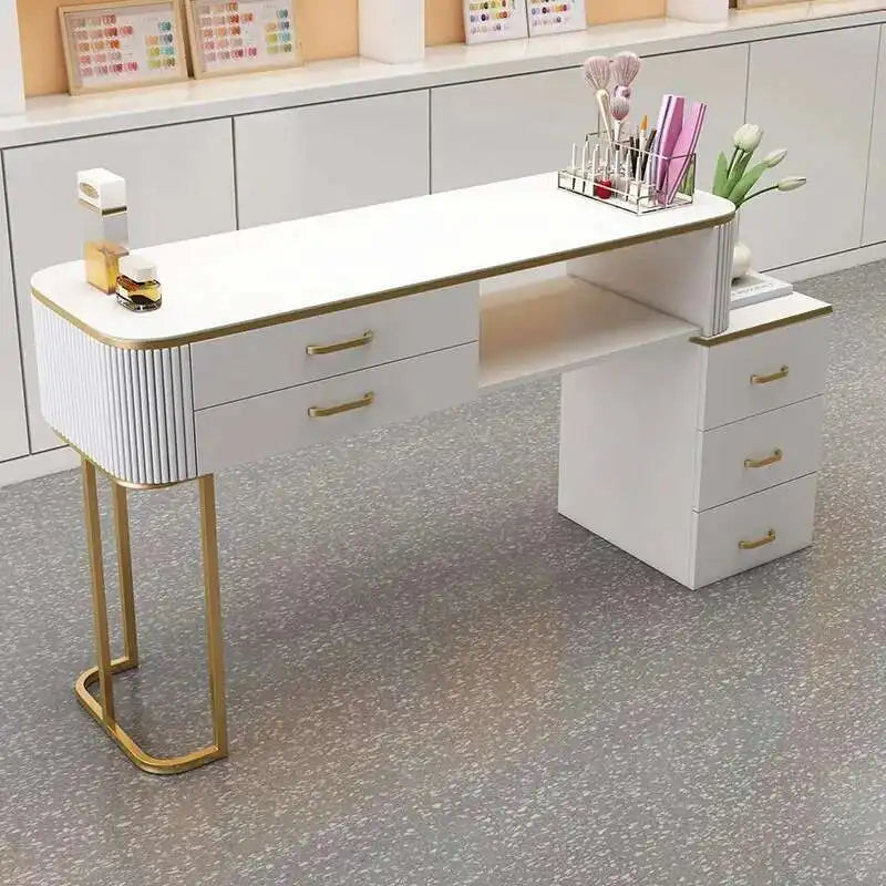 Simple Professional Nail Table Modern Luxury Nail Artist Manicure Table Wooden Storage Mesa De Manicure Salon Furniture KMNT