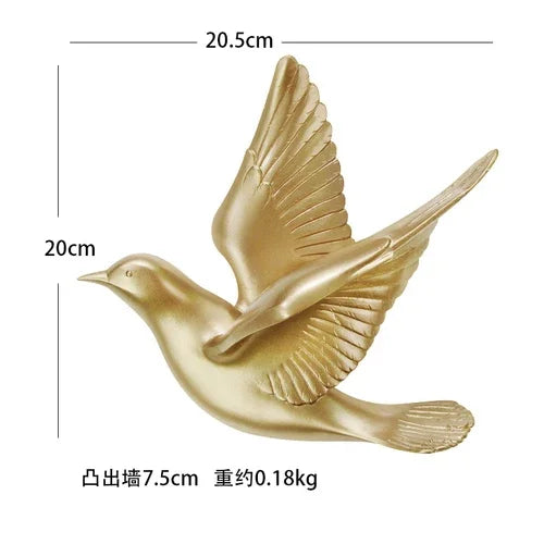 European White Three-dimensional Bird Wall Decoration Living Room Swallow Wall Hanging Abstract Animal Ornaments Home Decoration