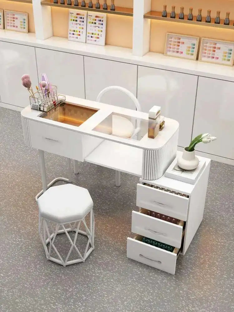 Simple Professional Nail Table Modern Luxury Nail Artist Manicure Table Wooden Storage Mesa De Manicure Salon Furniture KMNT