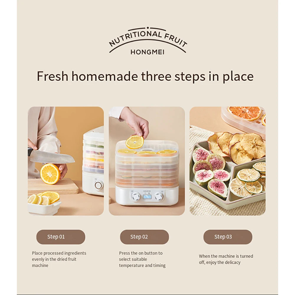 5 Layer Smart Electric Food Dryer 110V 220V Fruit Vegetable Dehydrator Machine for Dry Beef Jerky Meat Fish Tea 식품건조기 음식짤순 건조기시트