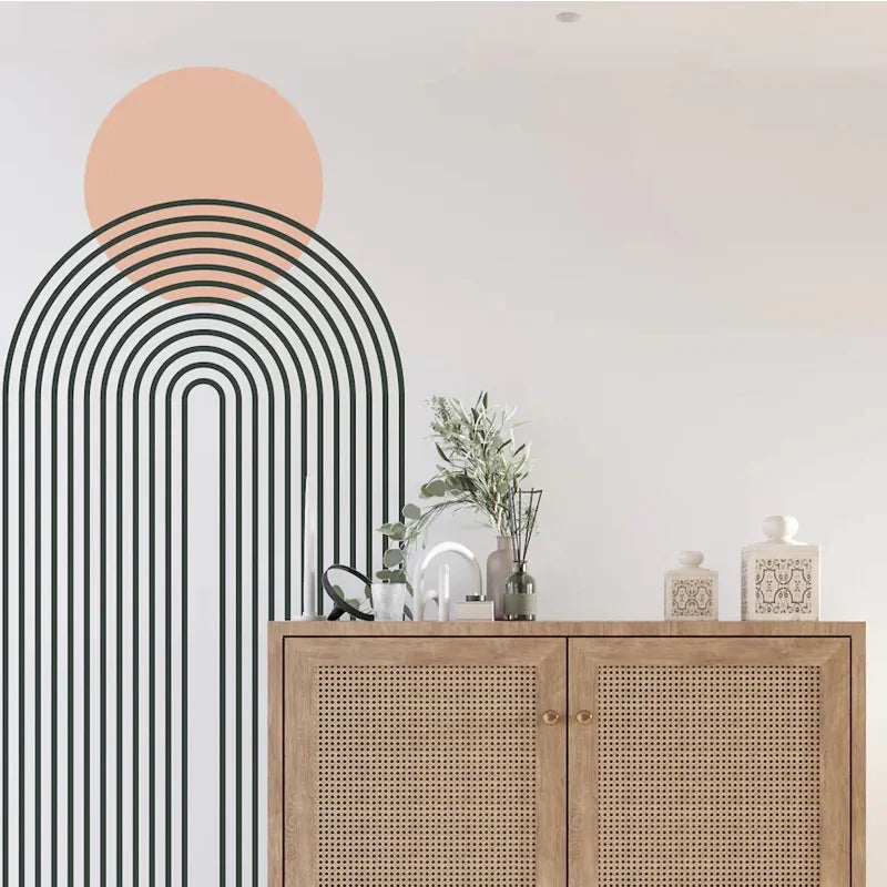Wall Sticker of Bohemian Geometric Half Arch Rainbow Vinyl Interior Home Decoration Room Bedroom Decals Abstract Murals AA73