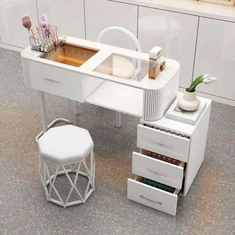 Simple Professional Nail Table Modern Luxury Nail Artist Manicure Table Wooden Storage Mesa De Manicure Salon Furniture KMNT