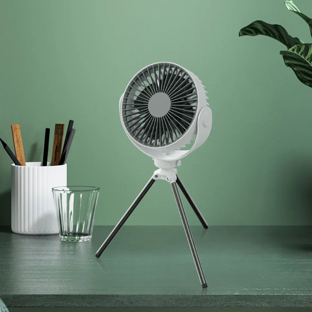 New Home Appliances Portable Tripod Dual Use Fan Ceiling Fan with Rubber Handle and Tripod Bracket Hot Sale Tent Camping Fan