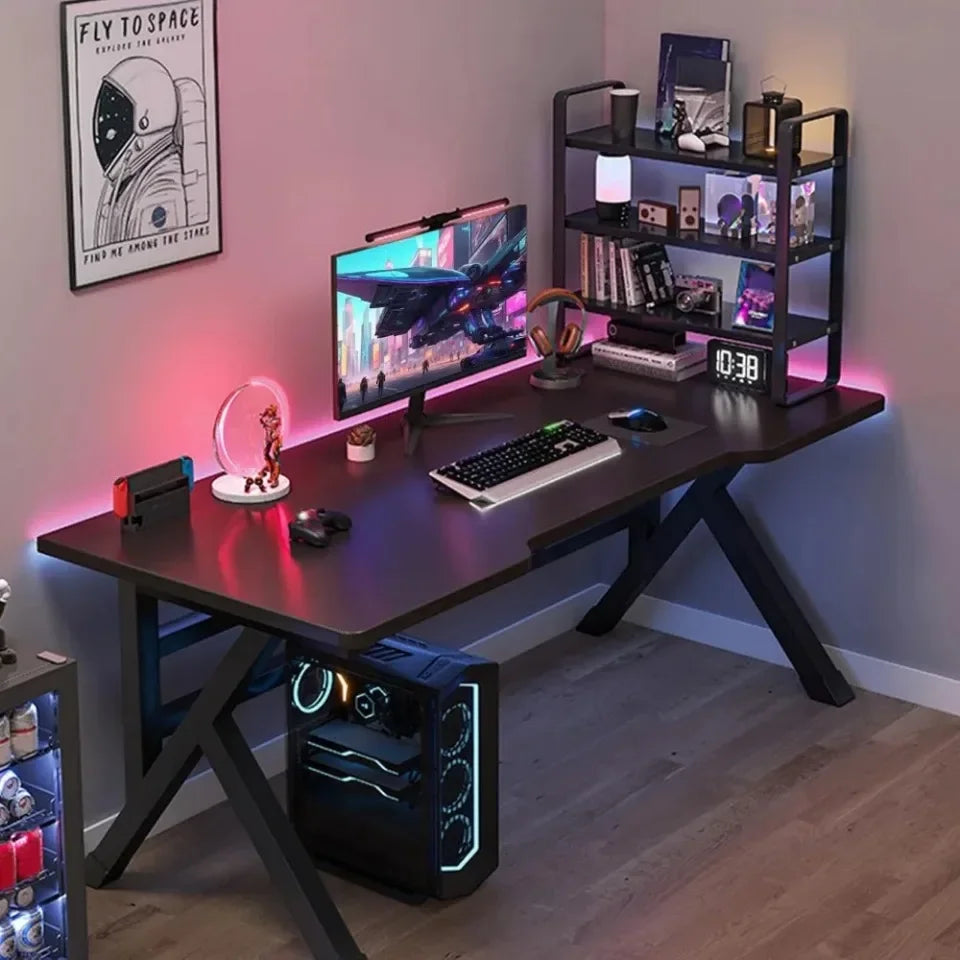 Esports Gaming Table Modern Luxury Iron Computer Desks Large Capacity Stable Structure Computer Table Simple Bedroom Office Desk