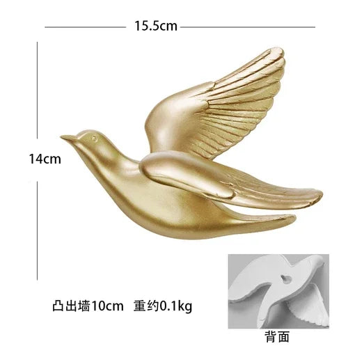 European White Three-dimensional Bird Wall Decoration Living Room Swallow Wall Hanging Abstract Animal Ornaments Home Decoration