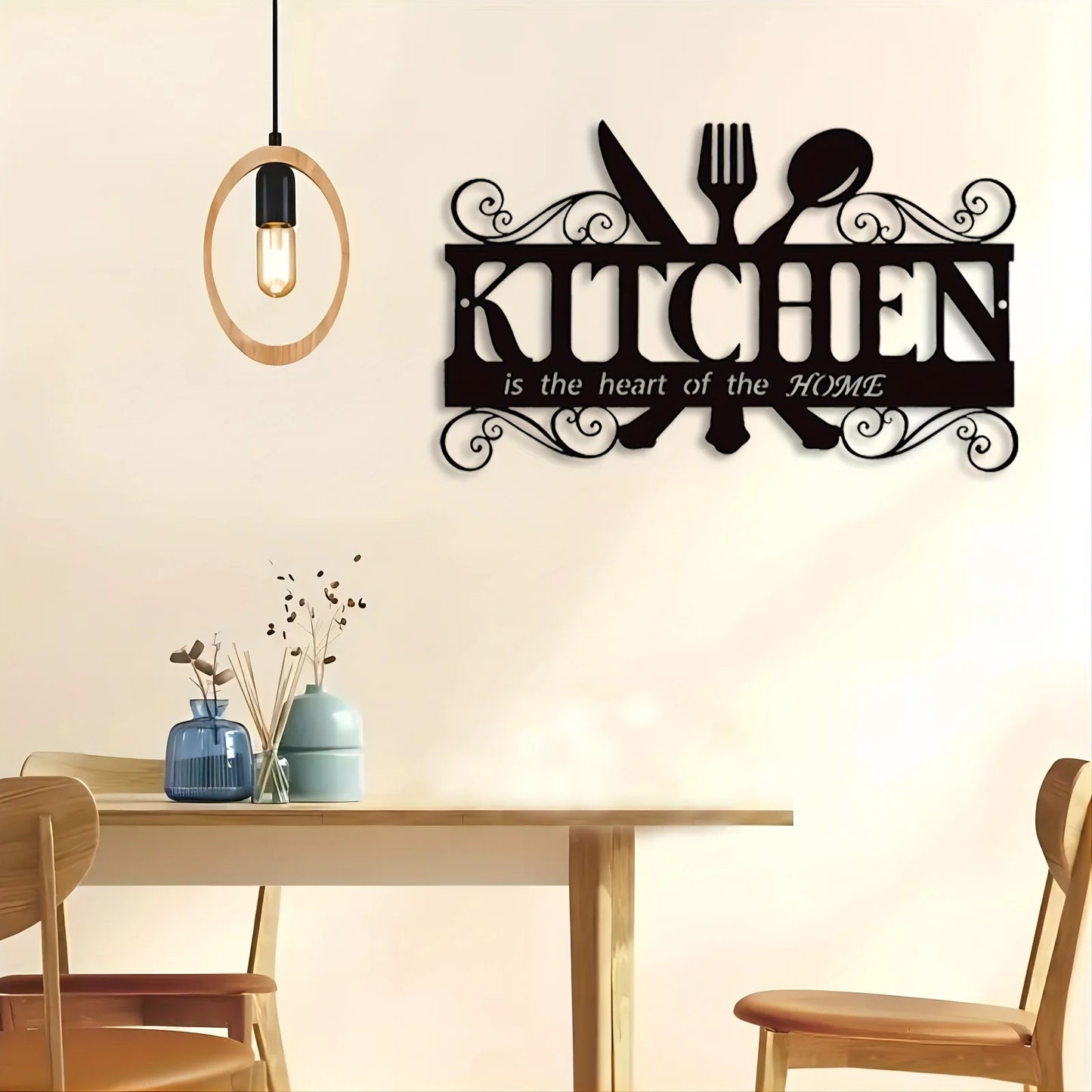 1PC Art Deco Inspired Black Metal Kitchen Wall Art - Elegant Family Theme Hanging Sign with Heartfelt Message, Farmhouse Decor