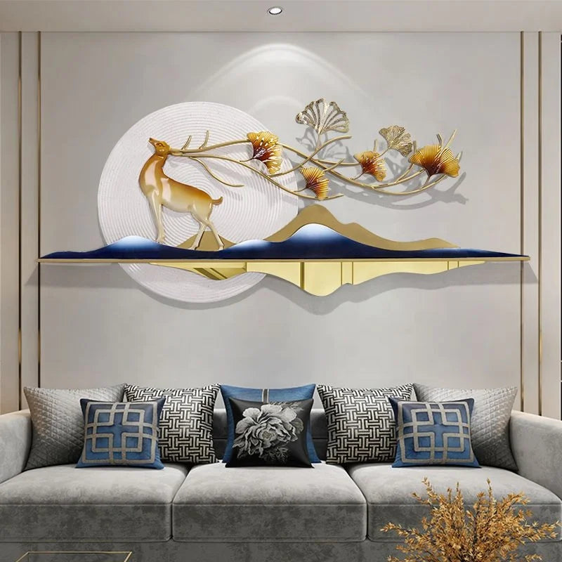 Light Luxury Modern Creative Dear Design Wall Decor Living Room Bed Room Hotel Background Metal Handmade Wall Hanging