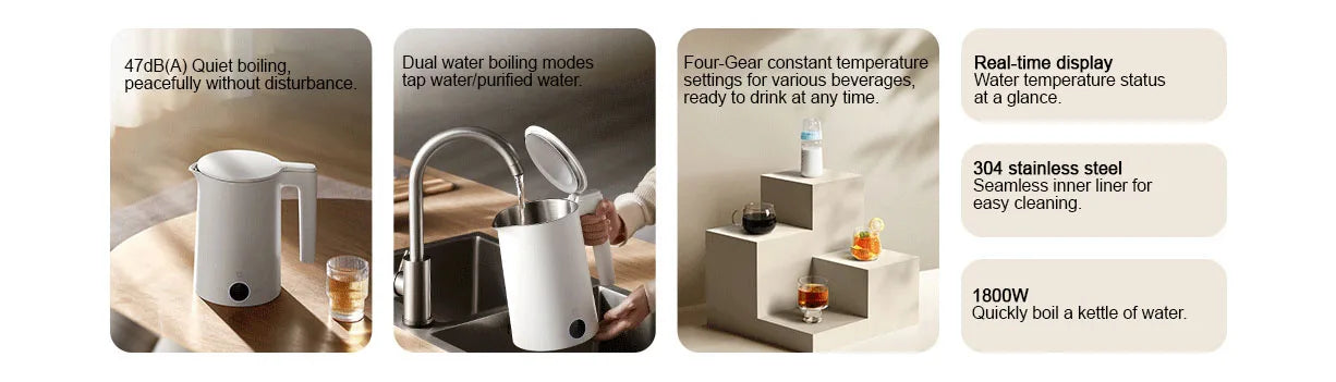 XIAOMI MIJIA Constant Temperature Electric Kettles P1, Quiet Edition LED Display Four Thermos Modes 220V Kettle Tea Coffee 1800W