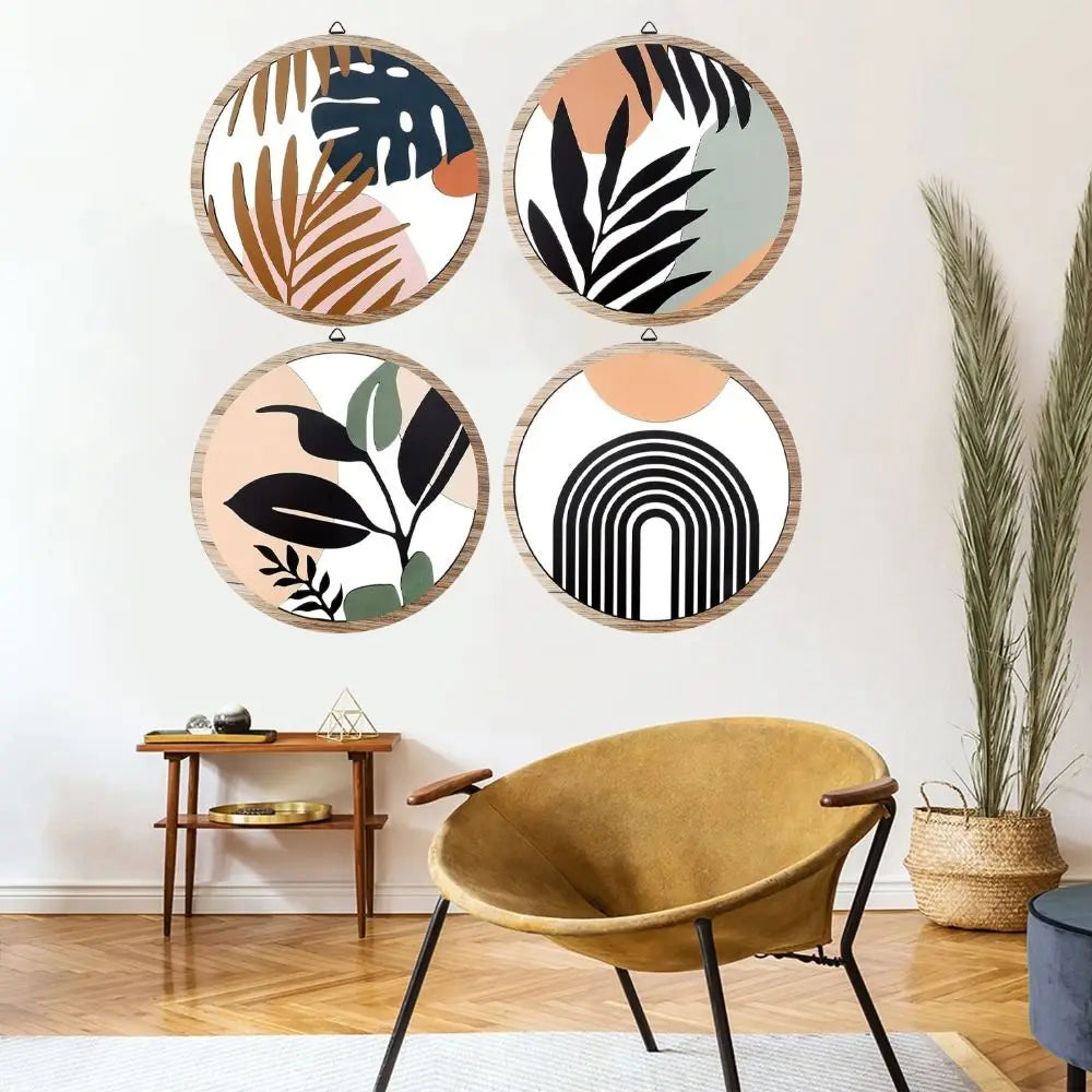 3/4pcs Bohemian Style Wooden Wall Decoration Cartoon Art Wall Hanging Creative Exquisite Background Pendant Living Room