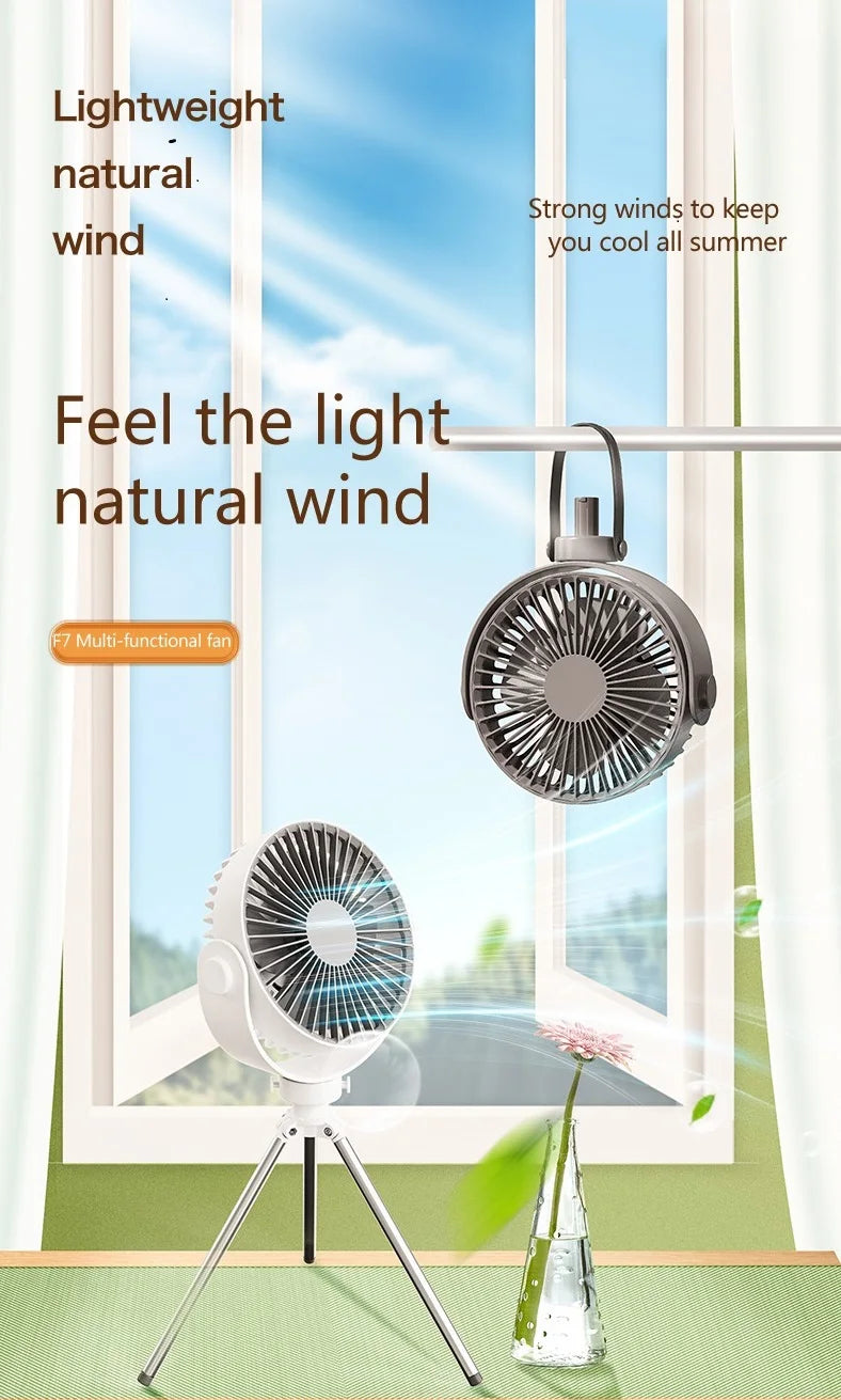 New Home Appliances Portable Tripod Dual Use Fan Ceiling Fan with Rubber Handle and Tripod Bracket Hot Sale Tent Camping Fan