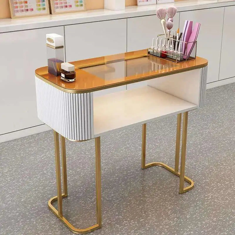 Simple Professional Nail Table Modern Luxury Nail Artist Manicure Table Wooden Storage Mesa De Manicure Salon Furniture KMNT