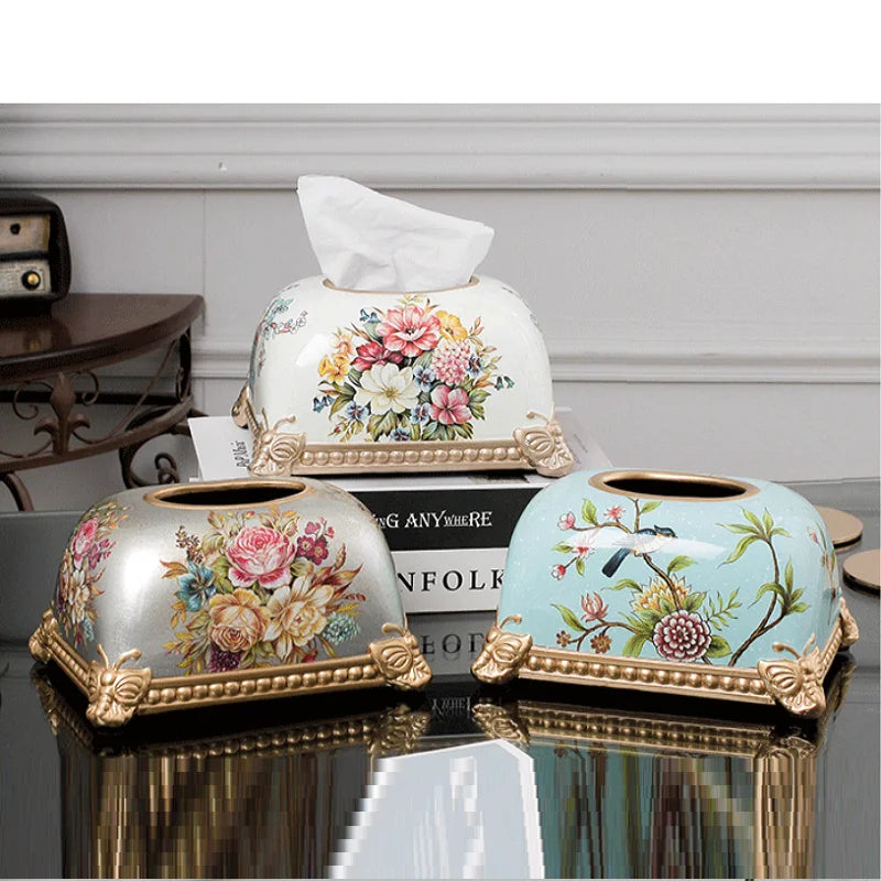 European-style living room coffee table simple drawing paper box home American light luxury ceramic bread tissue box decoration