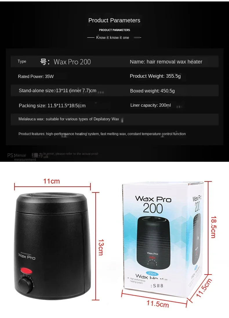 200ML Wax Heater Machine For Hair Removal Wax-Melting Pot Body Hair Remove With Packaging Box Waxing Kit Hair Removal Machine
