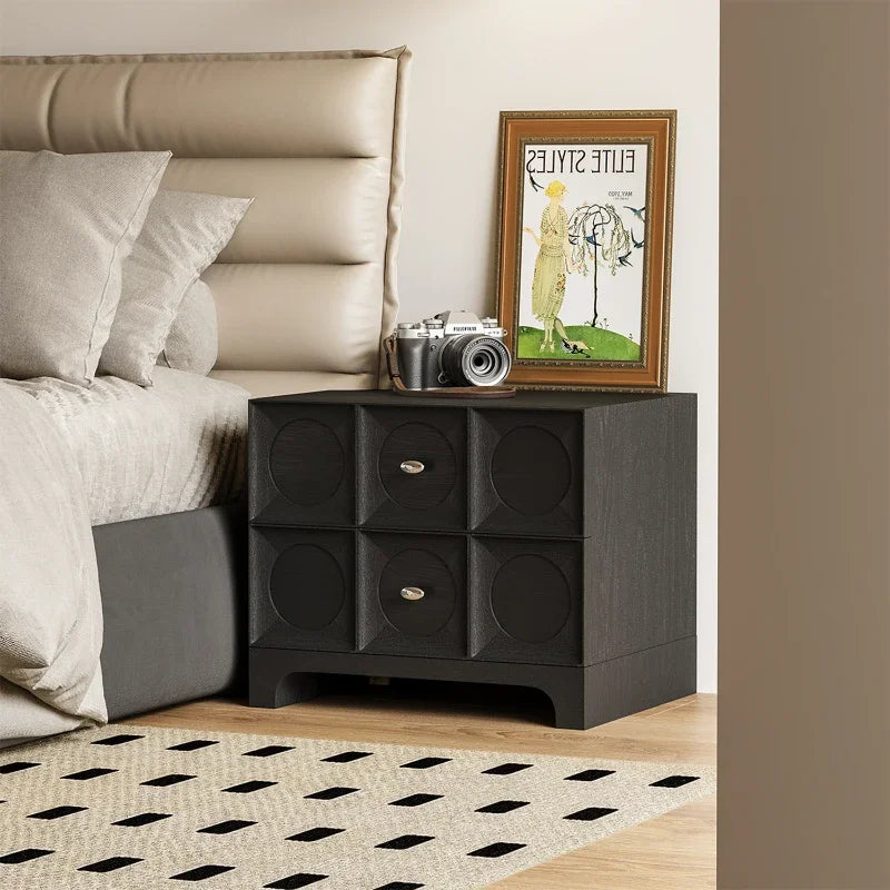 French Nordic European Nightstands Wooden Walnut Storage Bedroom Bedsides Table Cabinet Modern Unique Mesa De Noche Furniture