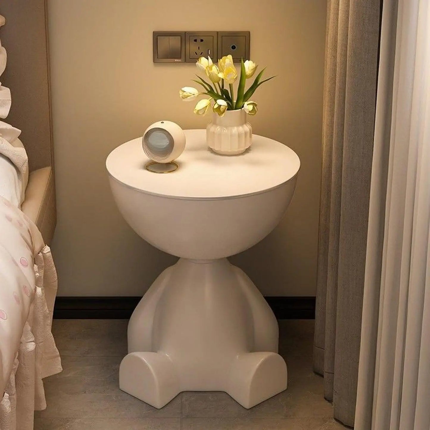 Creative Side End Table Flat Head Side Rack Bedroom Bedside Table  Household Sofa Balcony Movable Mini Table Small Apartment Tea