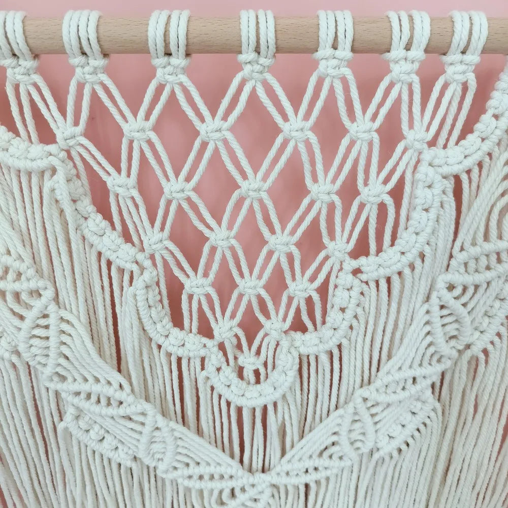 Macrame Floating Shelf Cream White Macrame Wall Hanging Shelf Boho Bedroom Living Room Decor Handwoven Flower Pot Display Stand