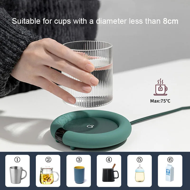 Smart Coffee Mug Warmer for Tea Milk Home Office Desk Use Electric Heating Plate Coaster Cup Warmer with 3 Temperature Settings