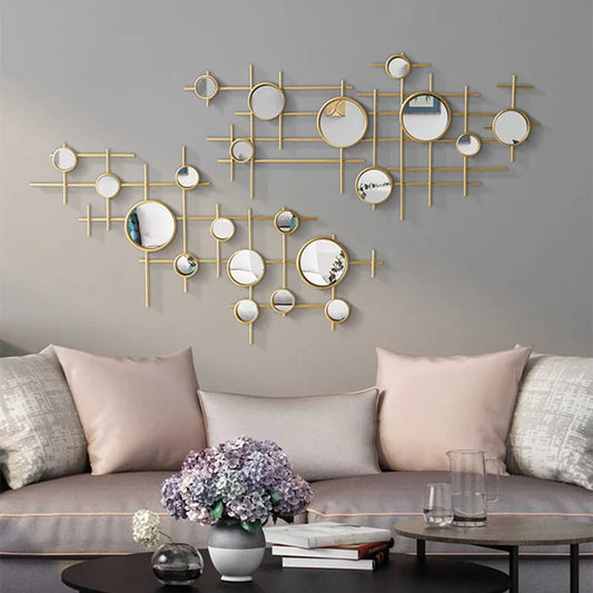 European-style round combination wall decoration mirror wall hanging creative bedroom living room sofa background wall pendant