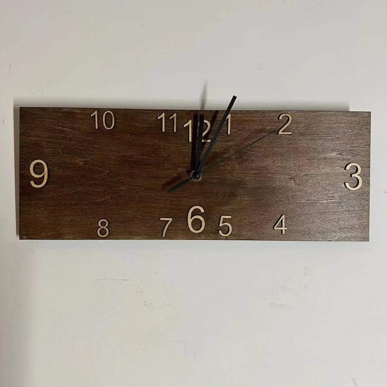 Retro Rectangular Wooden Wall Clock CreativeHome Living Room Office Decoration Wall Hanging Watch Quartz Clock
